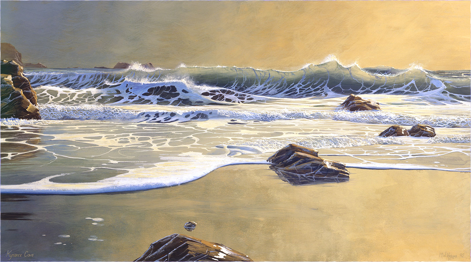 Artwork of rough seas overlooking the atlantic.