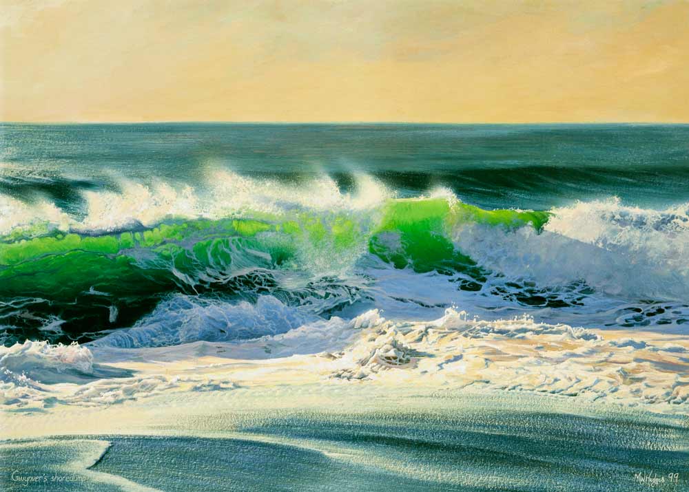 Fine art print of impressive breaking wave at Sennen Cove.