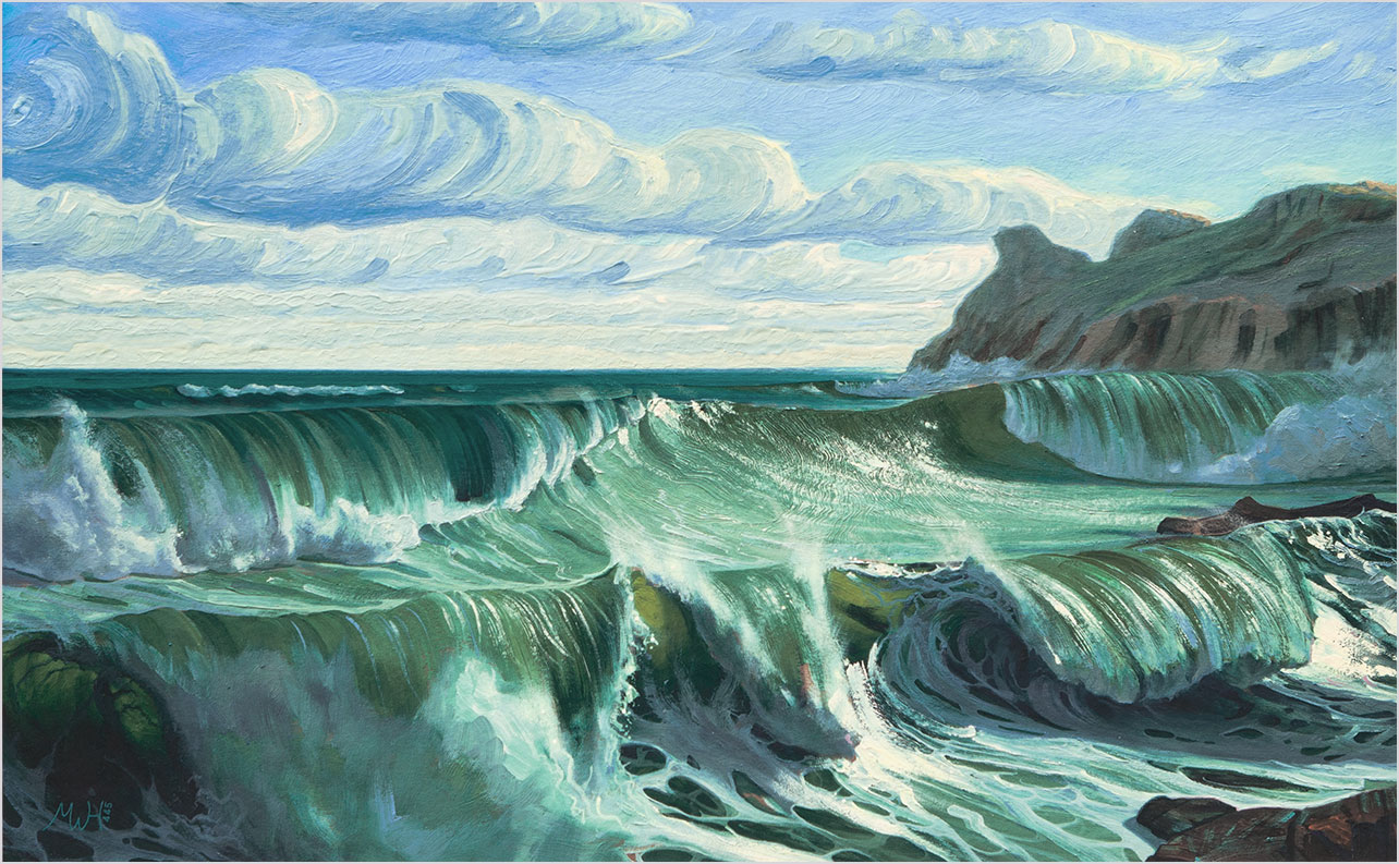 Framed picture of sunset across the sea.