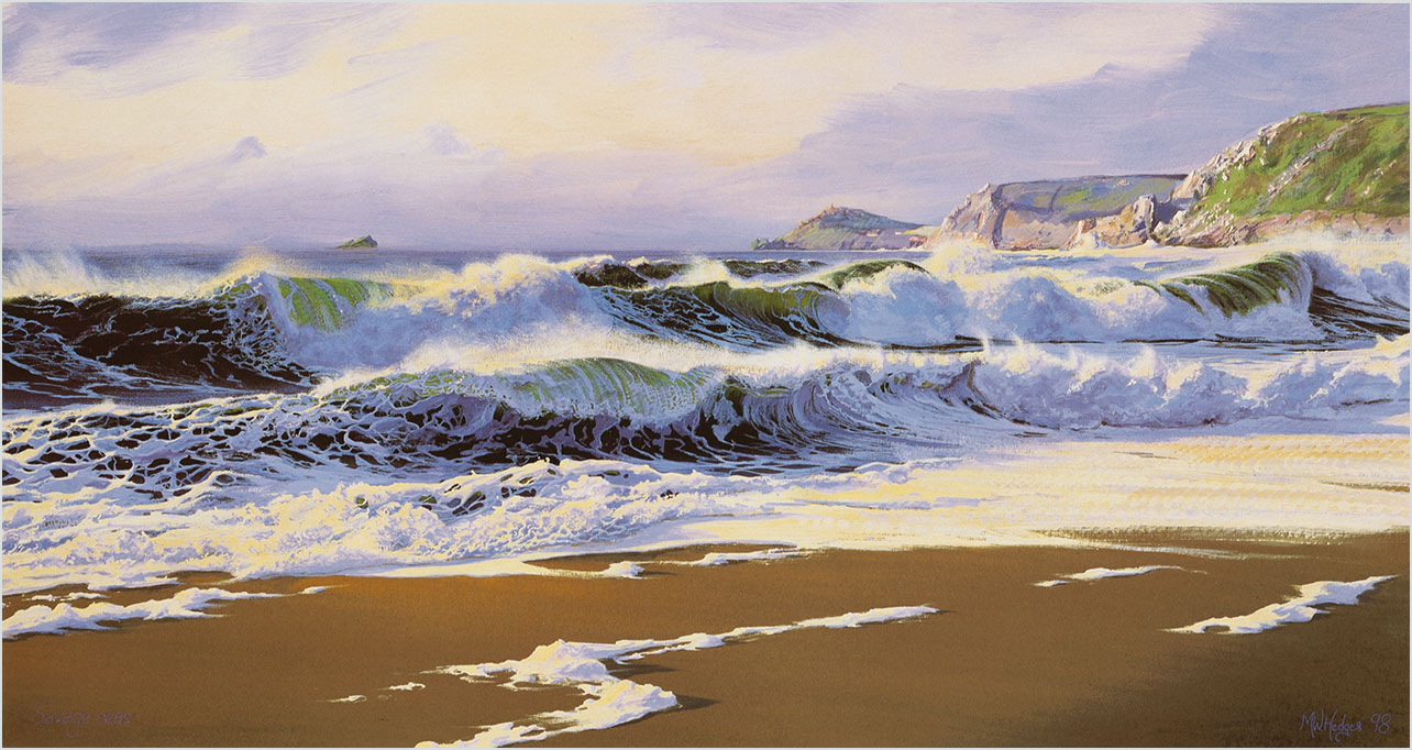 Limited edition print of breaking surf at Sennen Cove.